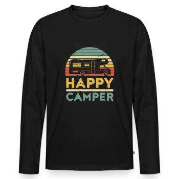 HAPPY CAMPER - T-shirt manches longues Premium bio Homme - noir - Devant - Nico (187cm)