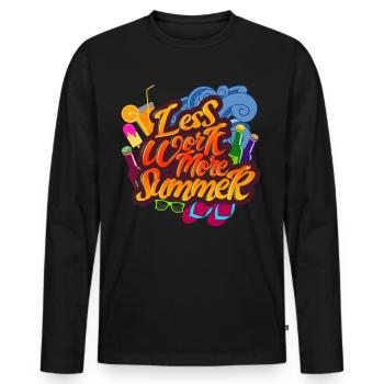 Less work more summer - Men's Premium Organic Long Sleeve Shirt - black - Front - Nico (187cm)