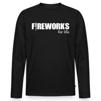 feux d'artifice 04 chemise de feux d'artifice du nouvel an vuurwerk - T-shirt manches longues Premium bio Homme - noir - Devant - Nico (187cm)
