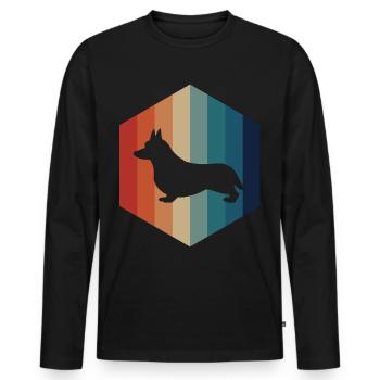 Corgi Vintage Hexagone - T-shirt manches longues Premium bio Homme - noir - Devant - Nico (187cm)
