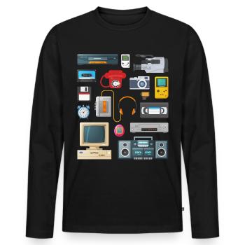 Appareils Retro 90 - T-shirt manches longues Premium bio Homme - noir - Devant - Nico (187cm)
