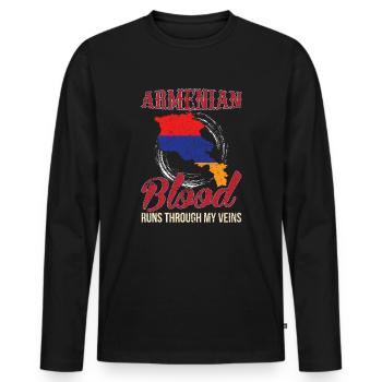 Armenia - Men's Premium Organic Long Sleeve Shirt - black - Front - Nico (187cm)