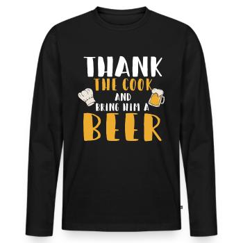 Cook - Men's Premium Organic Long Sleeve Shirt - black - Front - Nico (187cm)