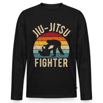 Chemise rétro brésilienne Jiu Jitsu cadeau BJJ - T-shirt manches longues Premium bio Homme - noir - Devant - Nico (187cm)