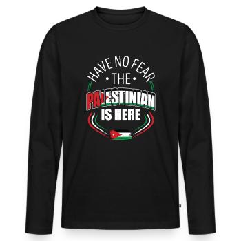 Don't worry, the Palestinian is here - Men's Premium Organic Long Sleeve Shirt - black - Front - Nico (187cm)