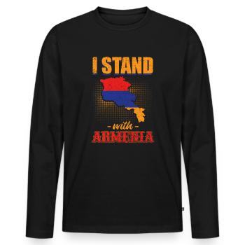 Arménie - T-shirt manches longues Premium bio Homme - noir - Devant - Nico (187cm)