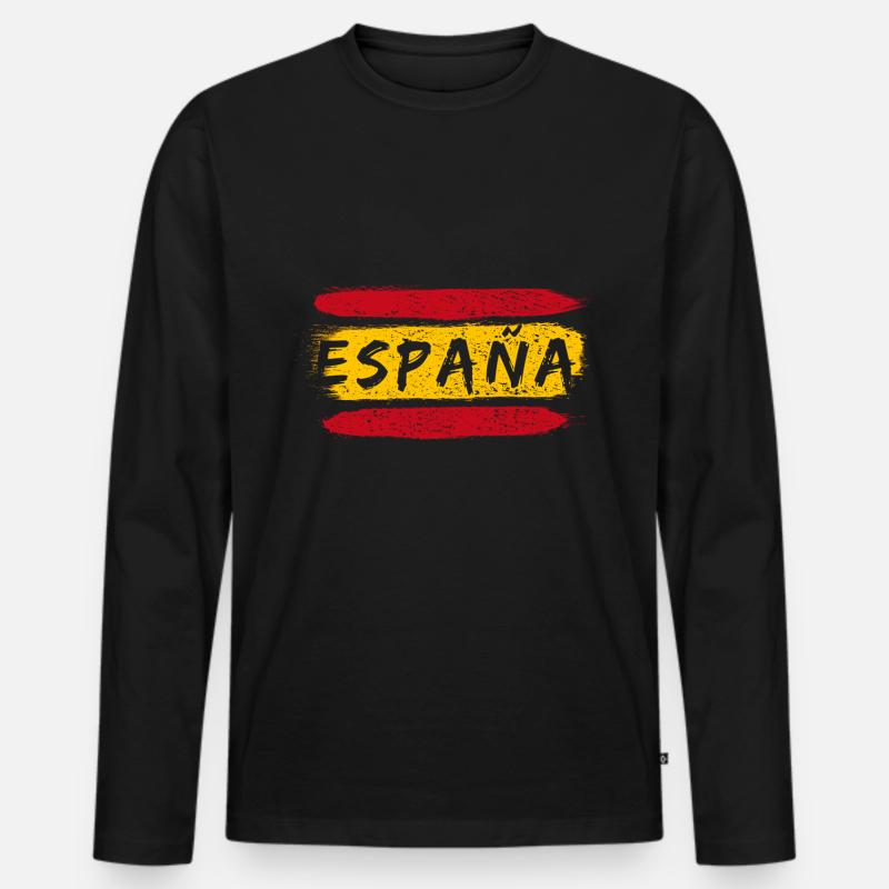 Spanien - Männer Premium Bio Langarmshirt - Schwarz