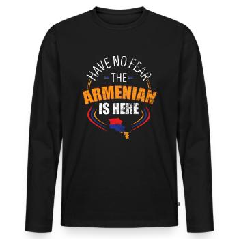 Keine Angst Der Armenier Ist Hier - Männer Premium Bio Langarmshirt - Schwarz - Vorne - Nico (187cm)