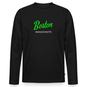 Boston - T-shirt manches longues Premium bio Homme - noir - Devant - Nico (187cm)