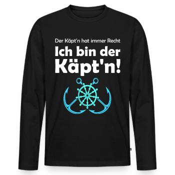 Kapitän maritime maritim Boot Geschenk - Männer Premium Bio Langarmshirt - Schwarz - Vorne - Nico (187cm)