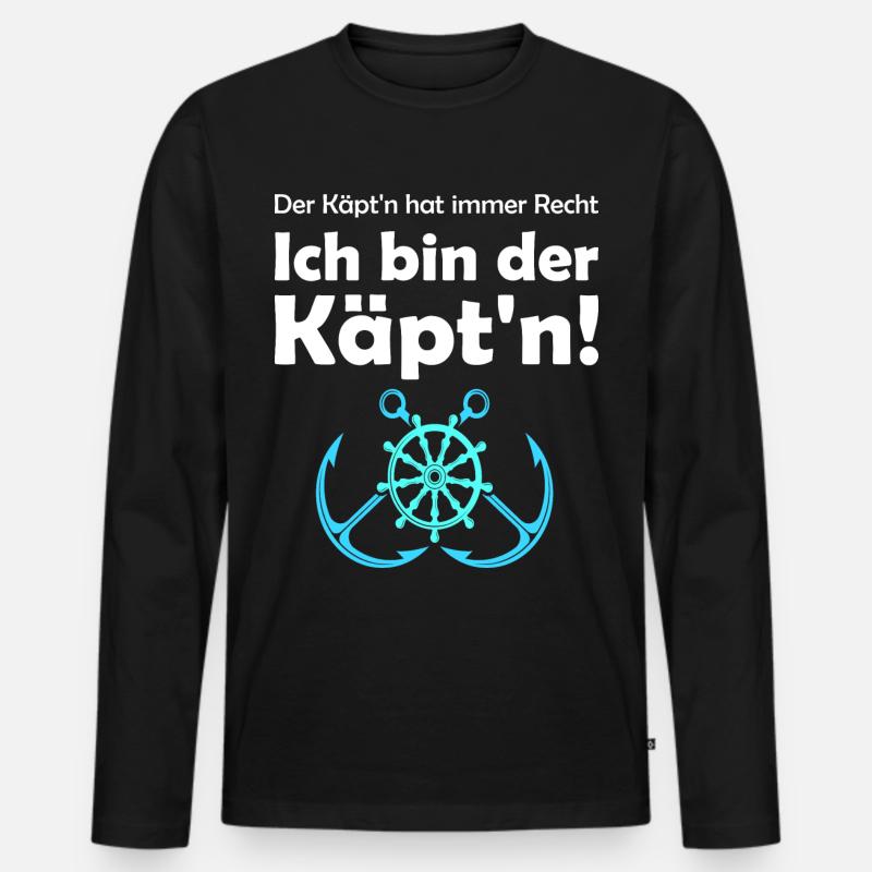 Kapitän maritime maritim Boot Geschenk - Männer Premium Bio Langarmshirt - Schwarz