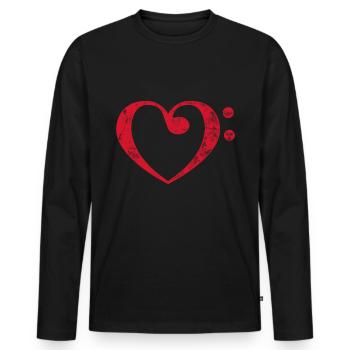 Bass clef heart - Men's Premium Organic Long Sleeve Shirt - black - Front - Nico (187cm)