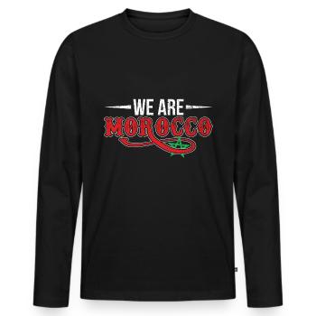 Drapeau national du Maroc - T-shirt manches longues Premium bio Homme - noir - Devant - Nico (187cm)