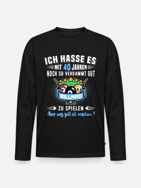 40. Geburtstag Billard Geschenk 40 Jahre Billiard - Männer Premium Bio Langarmshirt - Schwarz