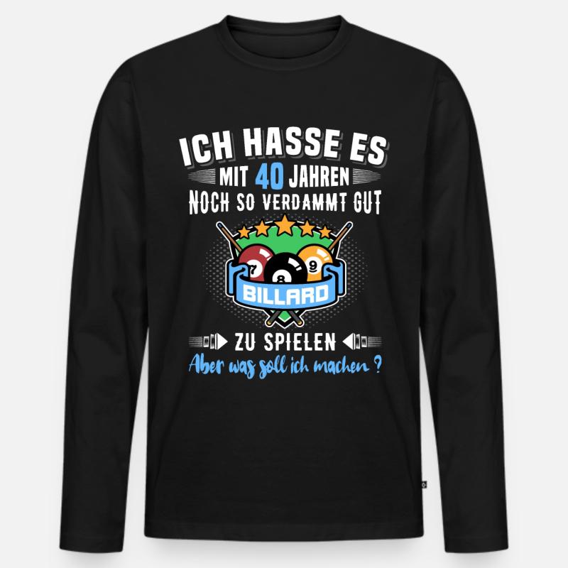 40. Geburtstag Billard Geschenk 40 Jahre Billiard - Männer Premium Bio Langarmshirt - Schwarz