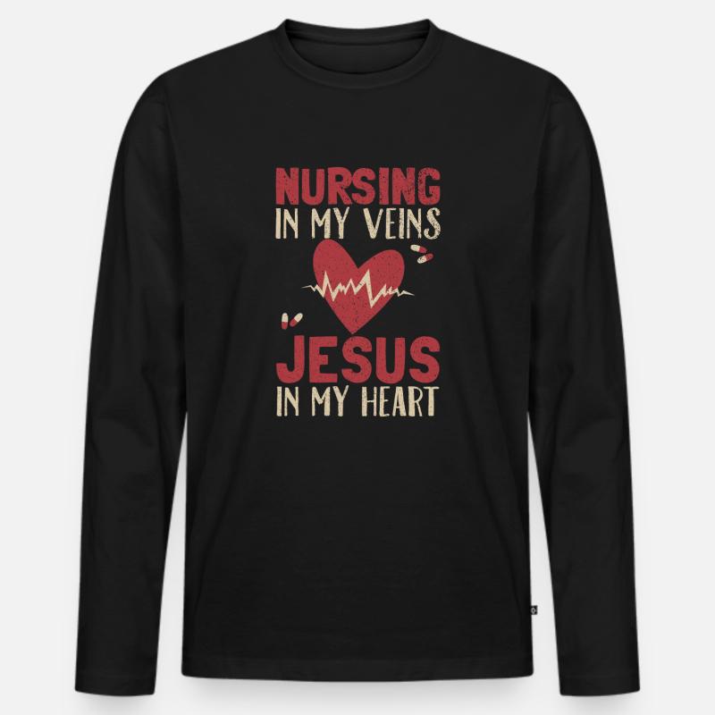 Krankenschwester - Männer Premium Bio Langarmshirt - Schwarz