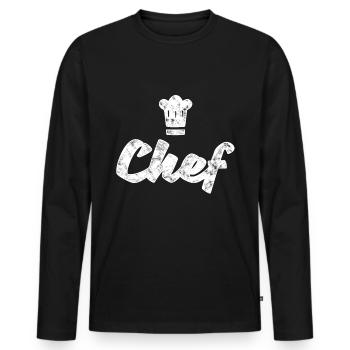 Cuisinier - T-shirt manches longues Premium bio Homme - noir - Devant - Nico (187cm)
