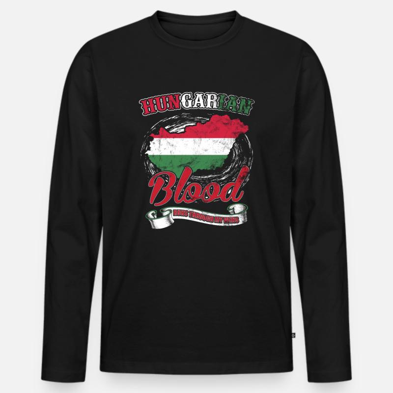 Ungarn - Männer Premium Bio Langarmshirt - Schwarz