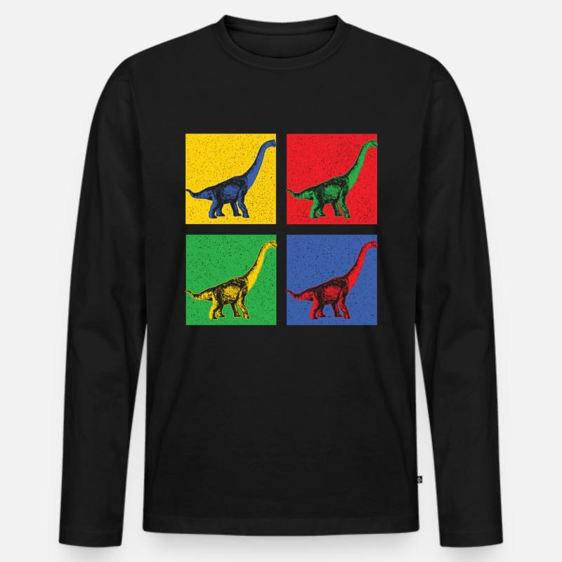 DINO KUNST - Männer Premium Bio Langarmshirt - Schwarz