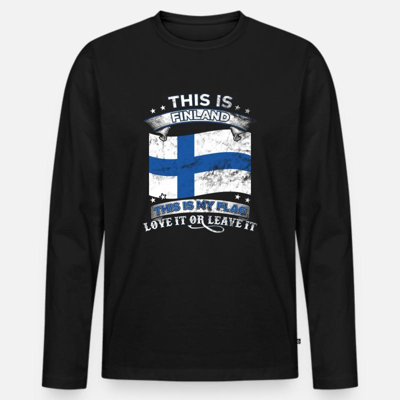 FINNLAND - Männer Premium Bio Langarmshirt - Schwarz