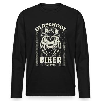 Old School Biker Forever I Motorcycle Grizzly Bear - Men's Premium Organic Long Sleeve Shirt - black - Front - Nico (187cm)