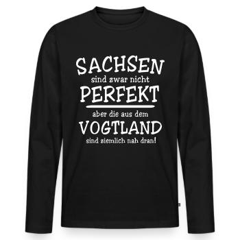 Vogtland Vogtländer Sachsen - Männer Premium Bio Langarmshirt - Schwarz - Vorne - Nico (187cm)