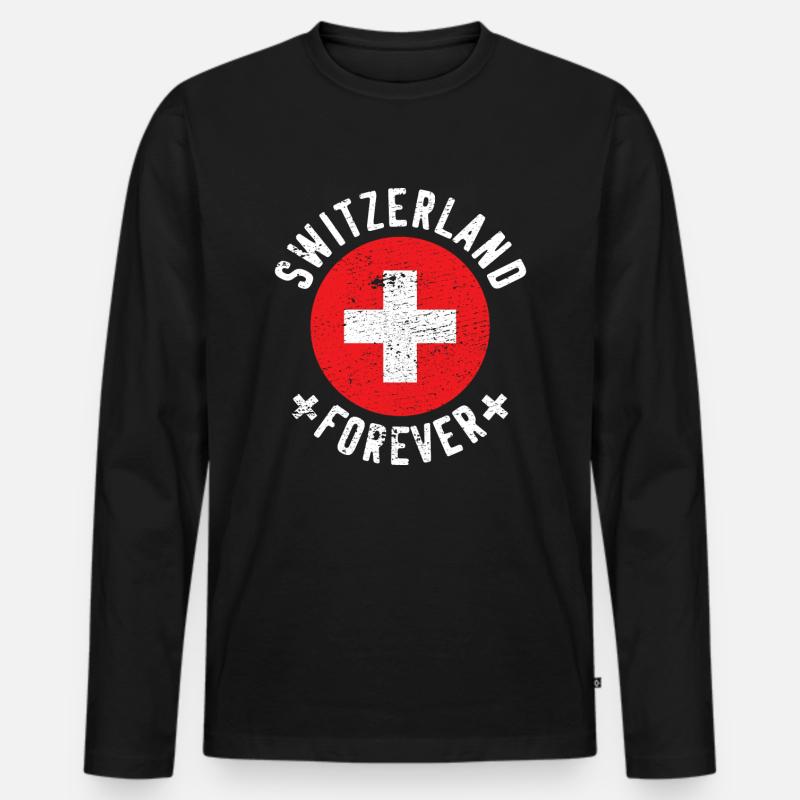 Schweiz - Männer Premium Bio Langarmshirt - Schwarz