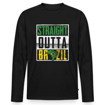 Direct from Brazil - Men's Premium Organic Long Sleeve Shirt - black - Front - Nico (187cm)