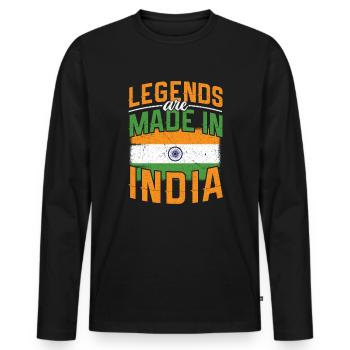 Inde - T-shirt manches longues Premium bio Homme - noir - Devant - Nico (187cm)