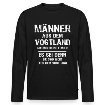Vogtland Männer Vogtländer Sprüche - Männer Premium Bio Langarmshirt - Schwarz - Vorne - Nico (187cm)