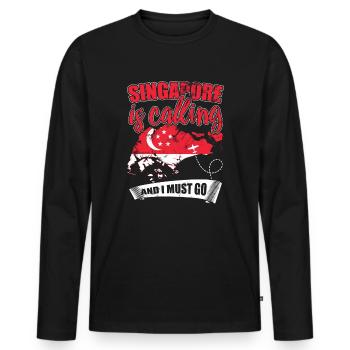 SINGAPOUR - T-shirt manches longues Premium bio Homme - noir - Devant - Nico (187cm)