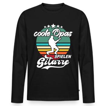Cadeau de grand-père guitariste de guitare - T-shirt manches longues Premium bio Homme - noir - Devant - Nico (187cm)