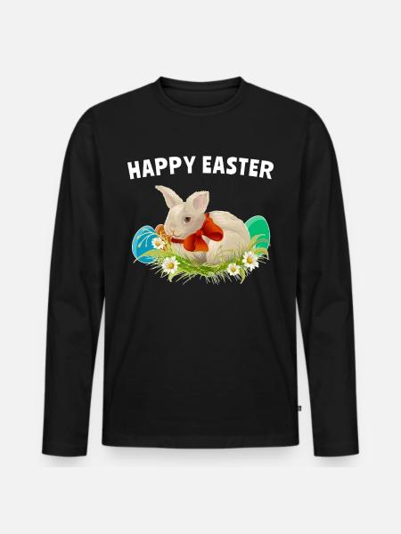 Easter Easter Happy Easter - Men's Premium Organic Long Sleeve Shirt - black