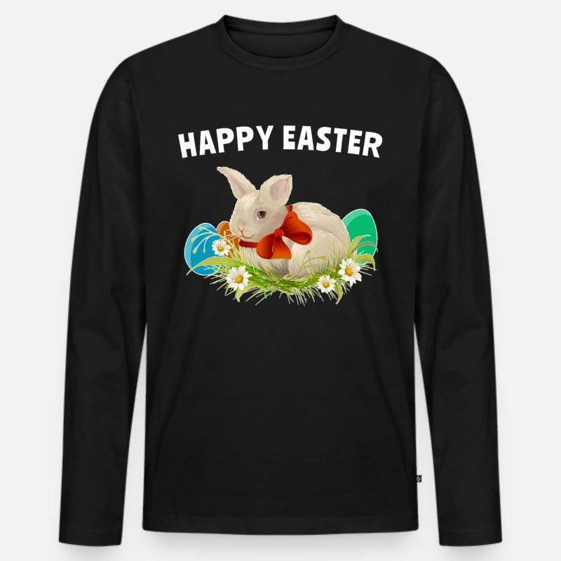 Easter Easter Happy Easter - Men's Premium Organic Long Sleeve Shirt - black