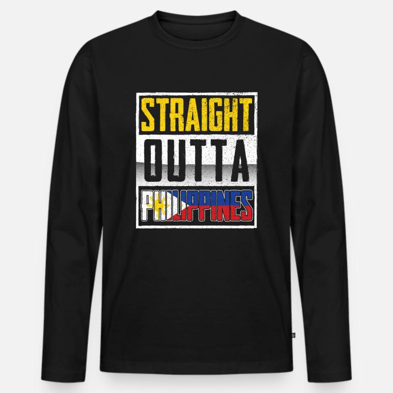 PHILIPPINEN - Männer Premium Bio Langarmshirt - Schwarz