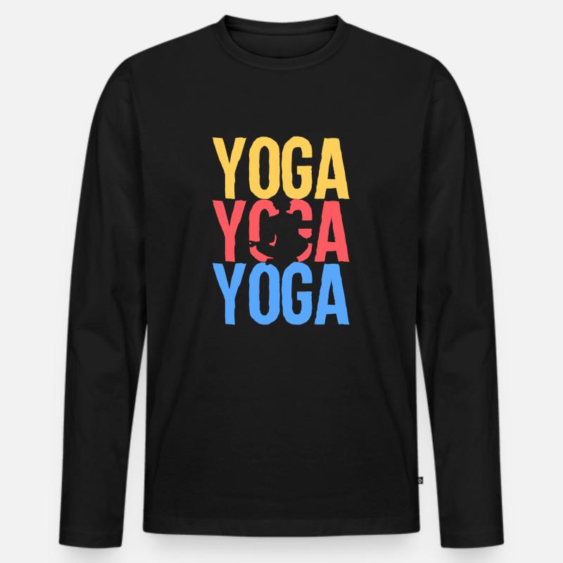 Yoga - Männer Premium Bio Langarmshirt - Schwarz