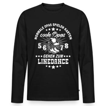 Line dance Opa Westerntanz Linedance - Männer Premium Bio Langarmshirt - Schwarz - Vorne - Nico (187cm)