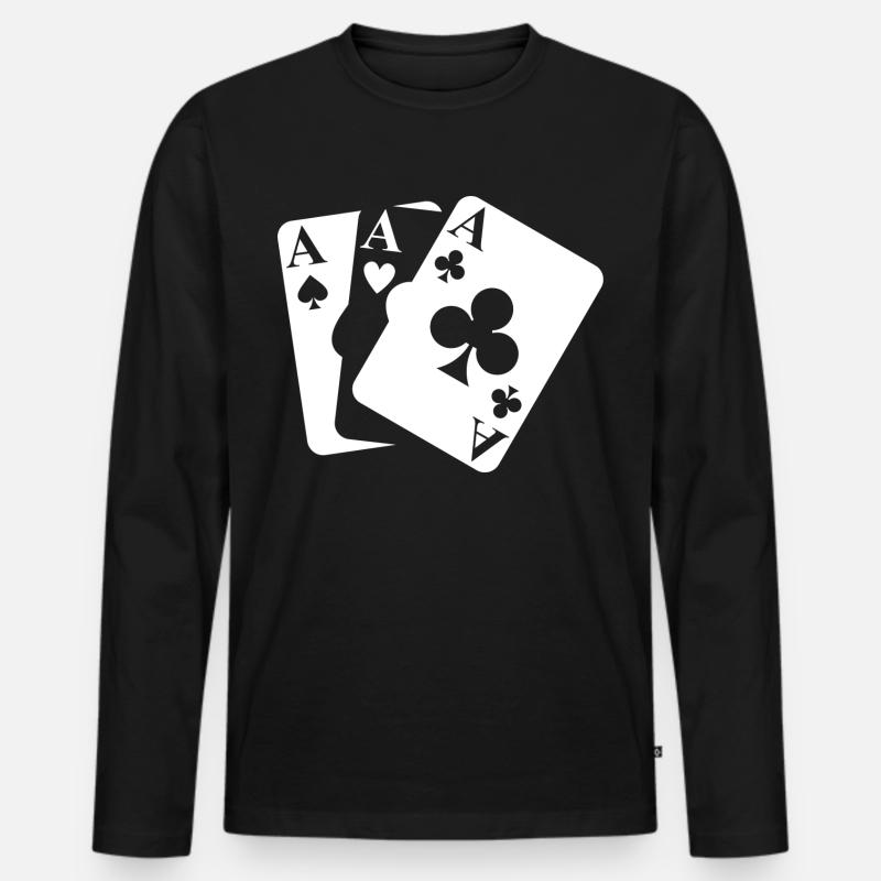 Spielkarten - Männer Premium Bio Langarmshirt - Schwarz