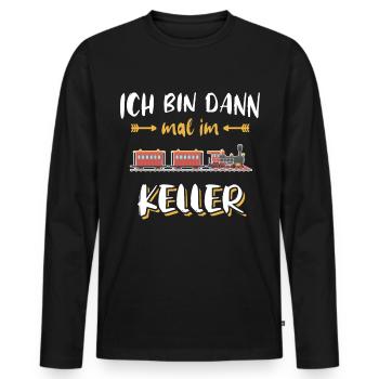 Modelleisenbahn Geschenk Modellbahn Dampflok - Männer Premium Bio Langarmshirt - Schwarz - Vorne - Nico (187cm)