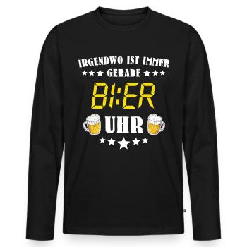 Bier Uhr Biershirt Saufshirt Biertrinker - Männer Premium Bio Langarmshirt - Schwarz - Vorne - Nico (187cm)