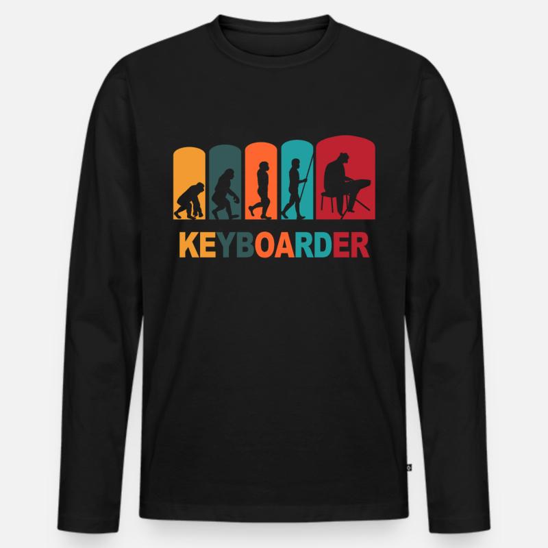 Keyboarder Evolutions Keyboardspieler - Männer Premium Bio Langarmshirt - Schwarz
