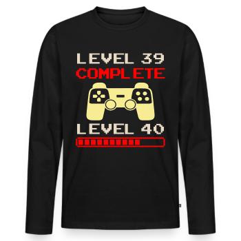40ème anniversaire niveau complet 39 niveau suivant 40 - T-shirt manches longues Premium bio Homme - noir - Devant - Nico (187cm)