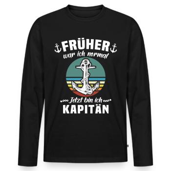 Kapitän Geschenk Boot Bootsführerschein - Männer Premium Bio Langarmshirt - Schwarz - Vorne - Nico (187cm)