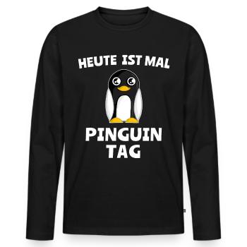Pinguin Tag Pinguine - Männer Premium Bio Langarmshirt - Schwarz - Vorne - Nico (187cm)