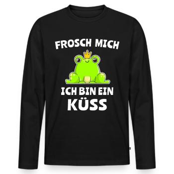 Frosch Prinz Küssen Frösche Märchenprinz - Männer Premium Bio Langarmshirt - Schwarz - Vorne - Nico (187cm)