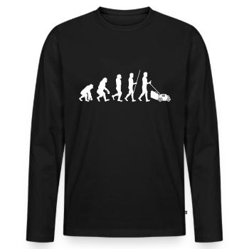 Pelouse Tondre Evolutions Batterie Tondeuse - T-shirt manches longues Premium bio Homme - noir - Devant - Nico (187cm)