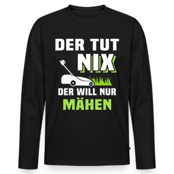 Rasen Mähen Garten - Männer Premium Bio Langarmshirt - Schwarz - Vorne - Nico (187cm)