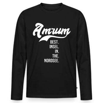Amrum Beste Insel Sprüche - Männer Premium Bio Langarmshirt - Schwarz - Vorne - Nico (187cm)