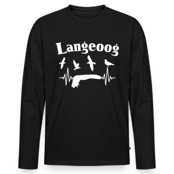 Langeoog EKG Nordseeküste Herzlinie Nordsee - Männer Premium Bio Langarmshirt - Schwarz - Vorne - Nico (187cm)
