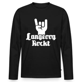 Langeoog Rocker Nordsee Sprüche - Männer Premium Bio Langarmshirt - Schwarz - Vorne - Nico (187cm)